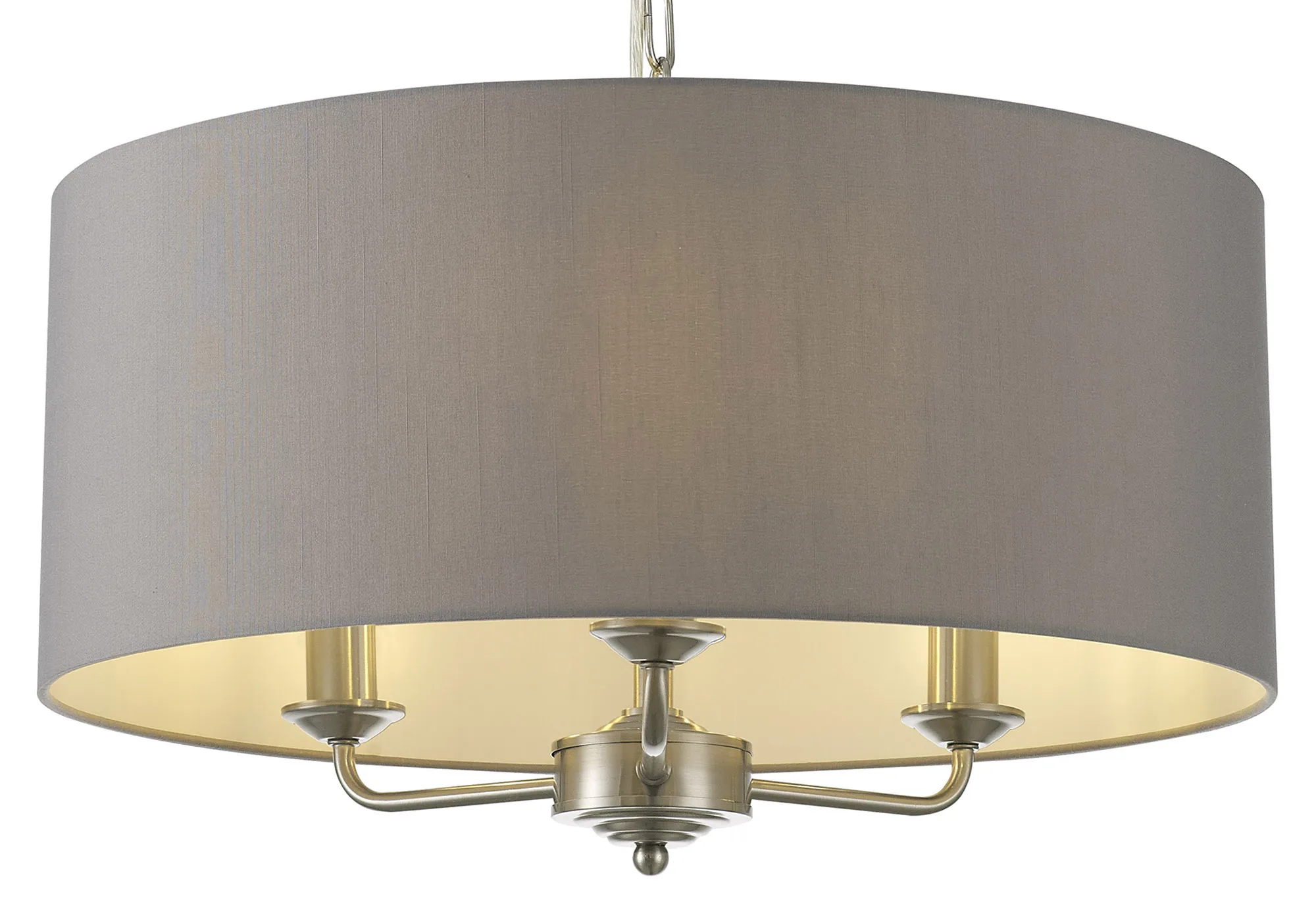 Banyan 50cm 3 Light Pendant Satin Nickel, Grey DK0074  Deco Banyan SN GR